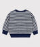 Babies' Striped Terry Sweatshirt MEDIEVAL blue/MARSHMALLOW white