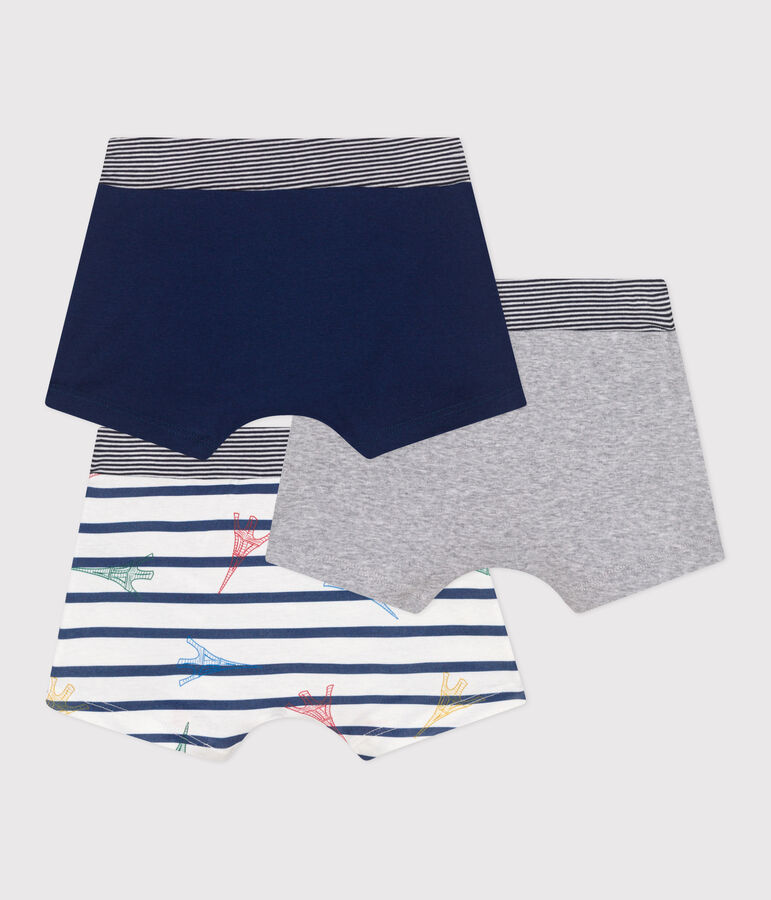 Children's Paris print cotton boxers with a covered waistband - 3-Pack multicolor