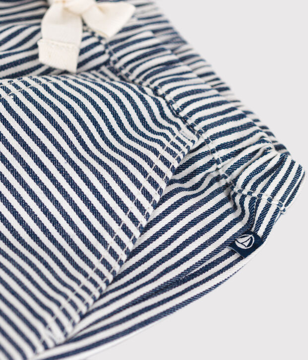 Babies' cotton canvas trousers blue/white