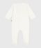 Babies' tube-knit pyjamas with a plain collar MARSHMALLOW white