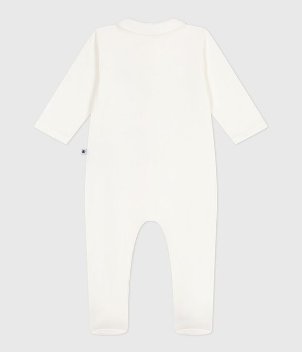 Babies' tube-knit pyjamas with a plain collar white