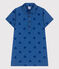 Children's short-sleeved heart-patterned cotton dress ALASKA FONCE blue/MEDIEVAL