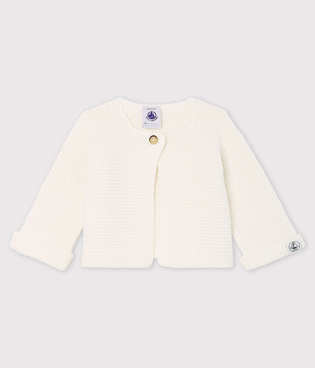 Babies' Organic Cotton Knitted Cardigan white