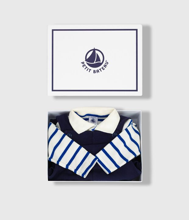 Babies' cotton gift set: dungarees and a body multicolor