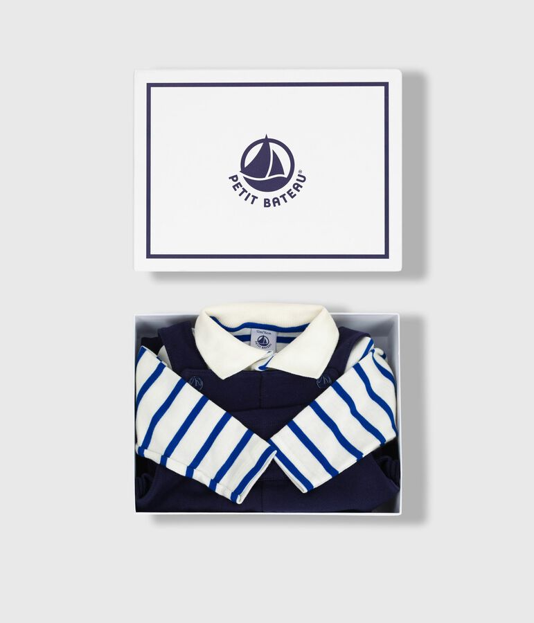 Babies' cotton gift set: dungarees and a body multicolor