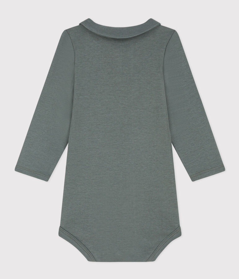 Babies' Long-Sleeved Cotton Bodysuit With Collar THUYA green