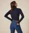 Women's Iconic roll neck cotton T-shirt SMOKING blue