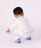 Babies' whale-print velour popper-free pyjamas white/blue