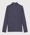 Women's stripy cotton rollneck top blue/white