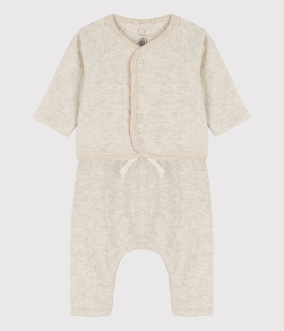 Babies' Padded Cotton Clothing - 2-Piece Set MONTELIMAR CHINE beige