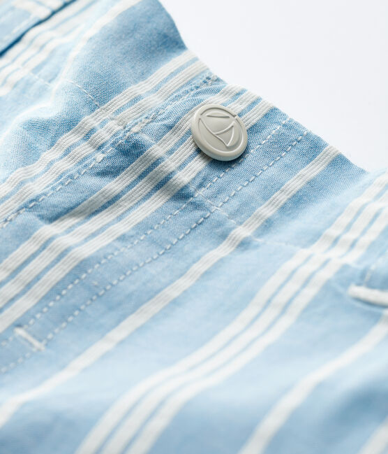 Baby Boys' Striped Poplin Shorts JASMIN blue/MARSHMALLOW white