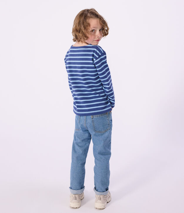 Children's stripy cotton Breton top blue/blue