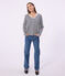 Women's stripy cotton cardigan blue/white