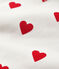 Girls' Heart Patterned Cotton Nightdress MARSHMALLOW white/TERKUIT red