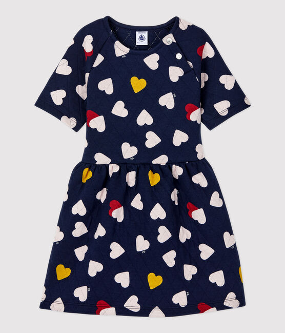 Girls' Short-Sleeved Tube Knit Dress SMOKING blue/MULTICO white