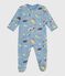 Babies' brushed fleece printed pyjama suit with a back opening ADRIATIC /MARSHMALLOW
