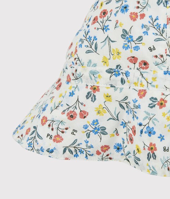 Girls' Poplin Floppy Hat MARSHMALLOW white/MULTICO white