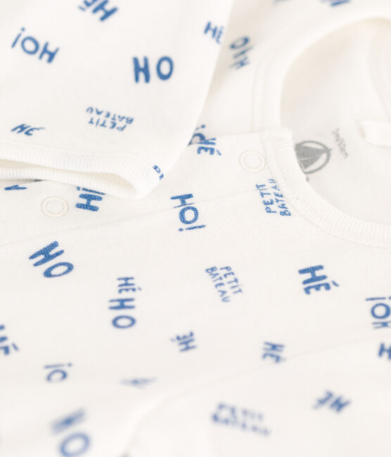 Babies' Heho Tube Knit Bodyjama MARSHMALLOW white/CREPUSCULE