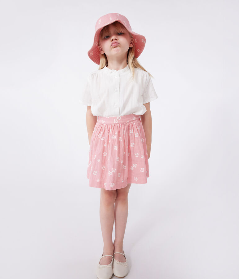 Children's floral cotton skirt pink/white