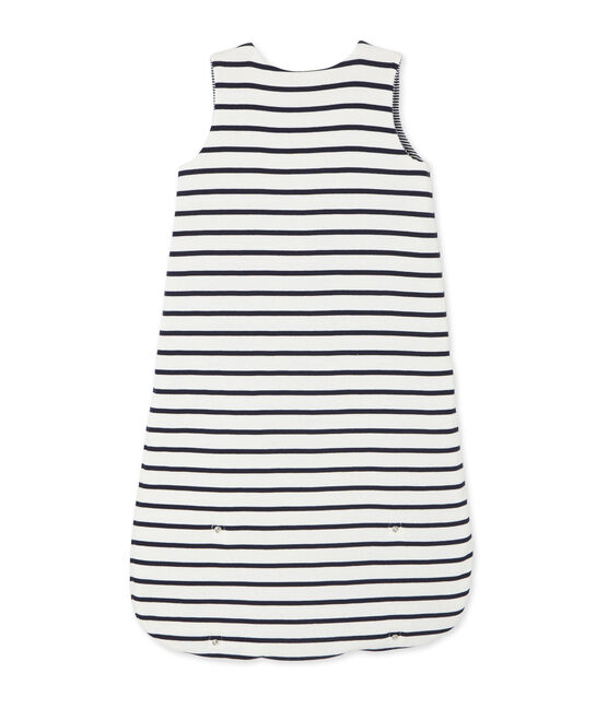 Babies' Reversible Ribbed Sleeping Bag COQUILLE beige/ABYSSE blue