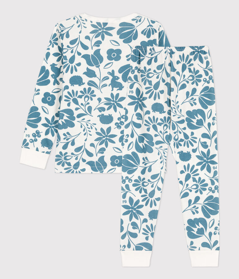 Children's Unisex Cotton Pyjamas white/blue