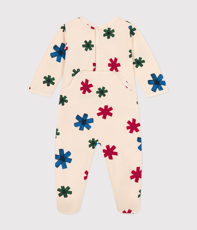 Babies' Happy Family Patterned Fleece Pyjamas Ecru/multicolor