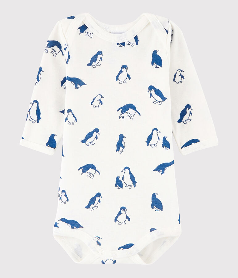 Unisex Babies' Long-Sleeved Bodysuit MARSHMALLOW white/MAJOR blue