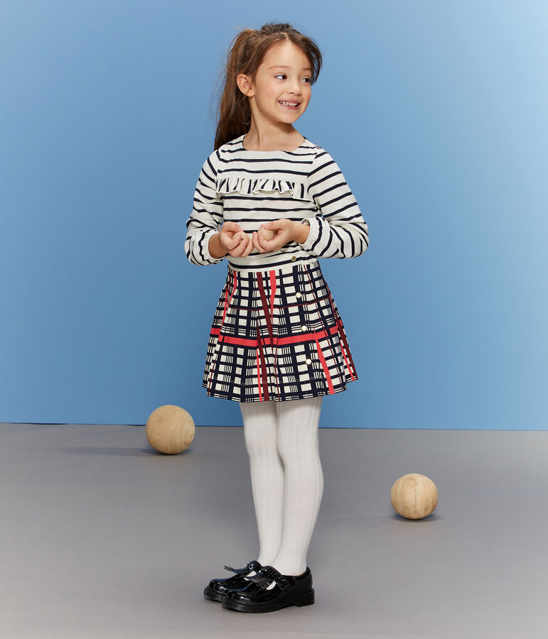 Girls' Pleated Checked Skirt white/multicolor