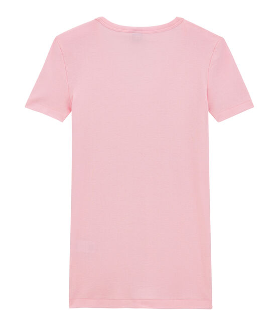 Women's original rib V-neck T-shirt BABYLONE pink