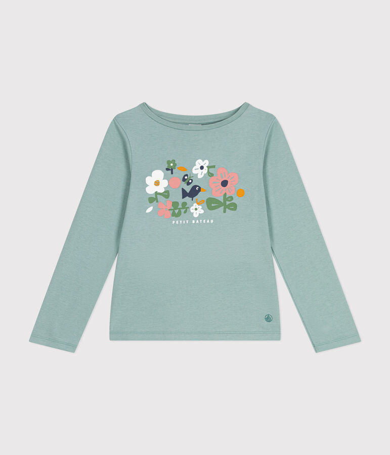 Little girls' long-sleeved rib knit T-shirt green