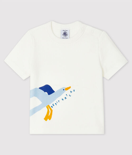 Baby Boys' Short-Sleeved Ribbed T-Shirt MARSHMALLOW white