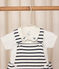 Babies' two-piece set in stripy cotton with embroidered details white/blue