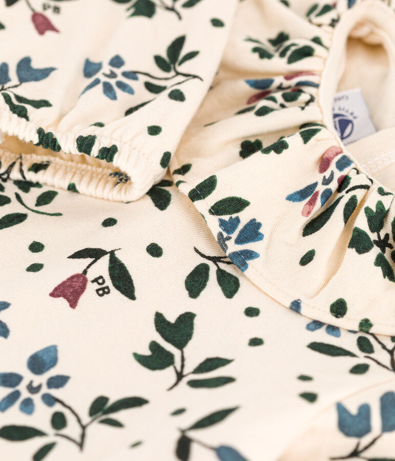 Babies' Long-Sleeved Patterned Cotton Gauze Blouse Ecru/multicolor