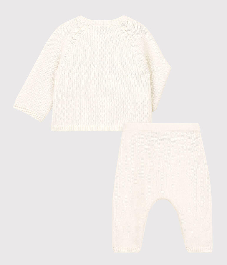 Babies' Wool/Cotton Knit Clothing - 2-Piece Set white
