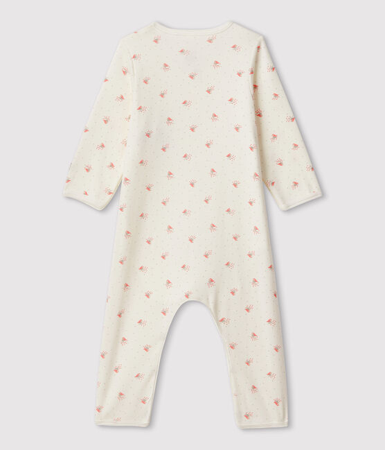 Babies' Footless Organic Cotton Bodyjama MARSHMALLOW white/MULTICO white