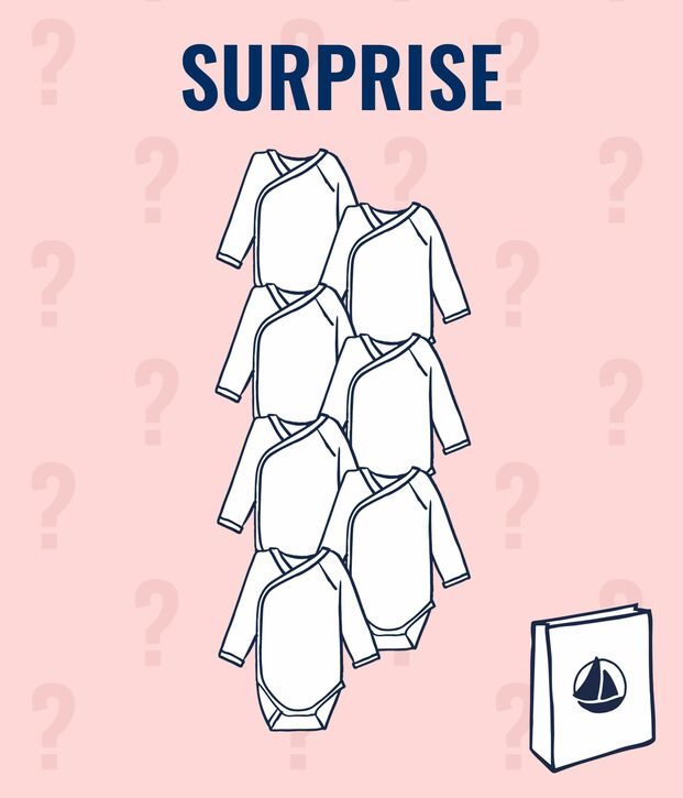 Newborn baby girls' surprise collection of long-sleeved bodysuits - 7-pack multicolor