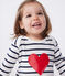 Babies' heart pattern popper-free cotton pyjamas MARSHMALLOW white/SMOKING blue