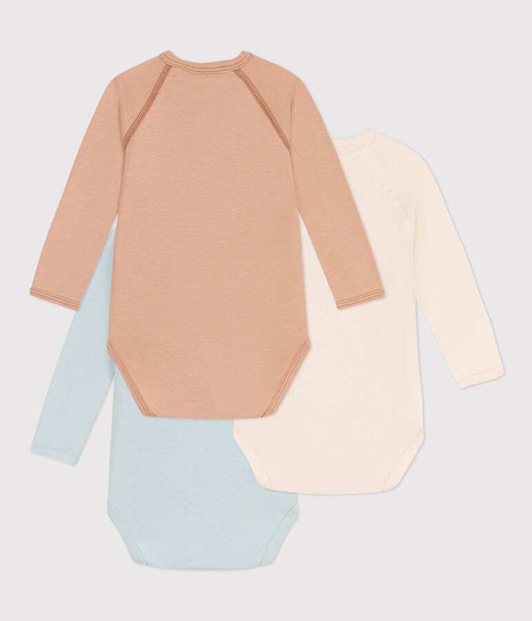 Long-Sleeved Wrapover Cotton Bodysuits - 3-Pack multicolor