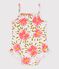Babies' one-piece swimsuit with ruffles and a flower print. white/multicolor