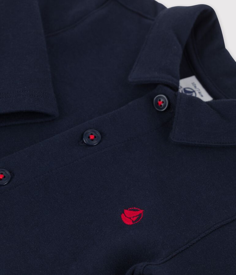 Babies' Thick Organic Jersey Long Playsuit blue