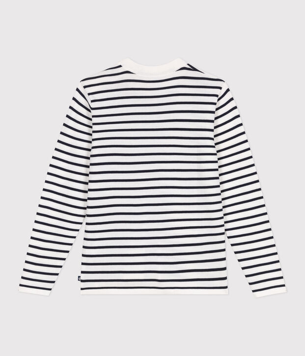 Women's striped cotton sailor-striped jumper white/blue
