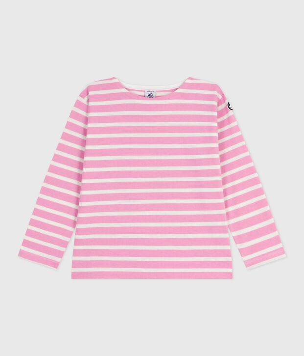 Children's cotton Breton top pink/ecru