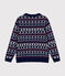 Women's wool and cotton jacquard jumper MEDIEVAL blue/MULTICO white