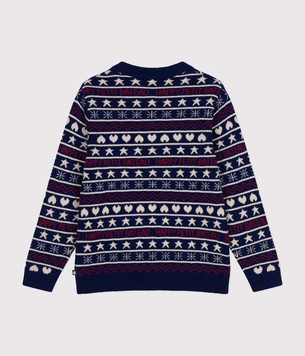 Women's wool and cotton jacquard jumper blue/multicolor