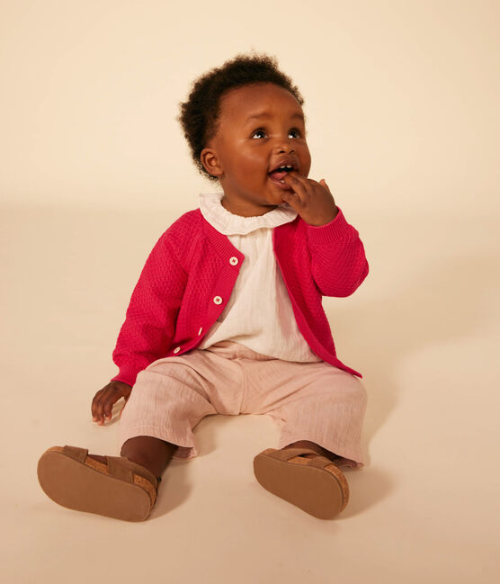 Babies' Knitted Cotton Cardigan DELHI pink