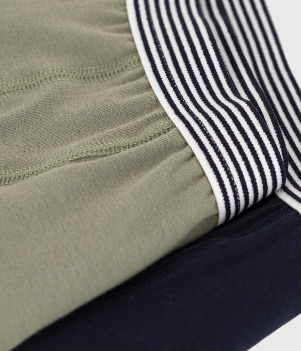 Boys' Plain Cotton and Elastane Boxer Shorts - Pack of 2 multicolor