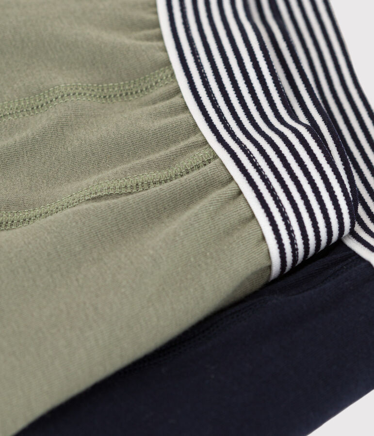 Boys' Plain Cotton and Elastane Boxer Shorts - Pack of 2 multicolor