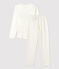 Girls' Spotted Organic Cotton Pyjamas MARSHMALLOW white/MEDIEVAL blue