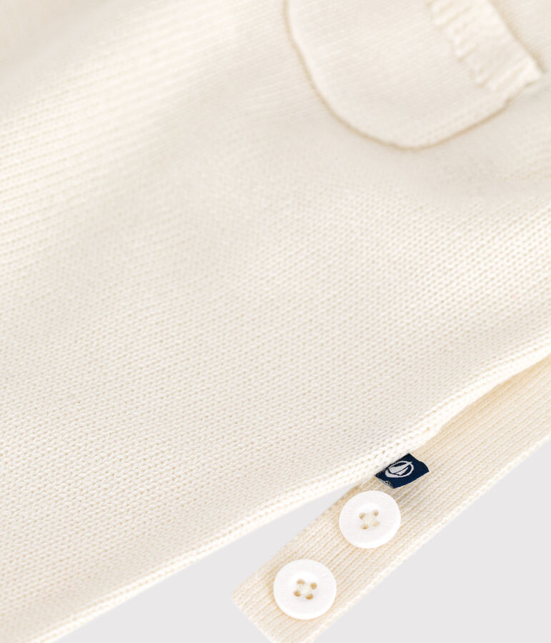 Babies' plain dungarees knitted in wool and cotton white
