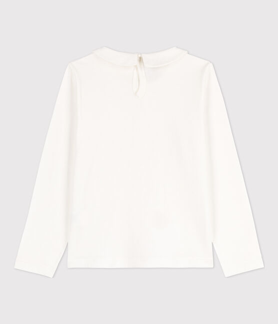 Girls' Long-Sleeved Cotton T-Shirt MARSHMALLOW white